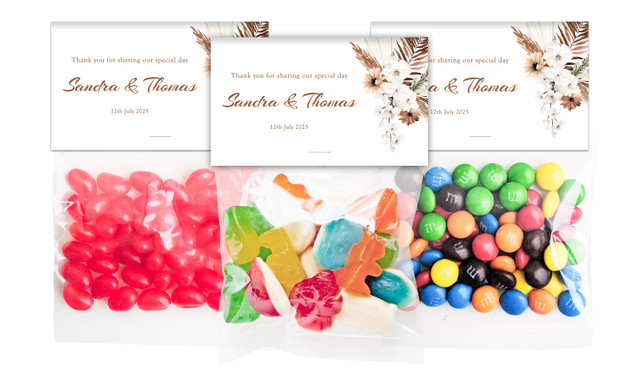 Winsome Floral Wedding Personalised Lolly Bag With Topper