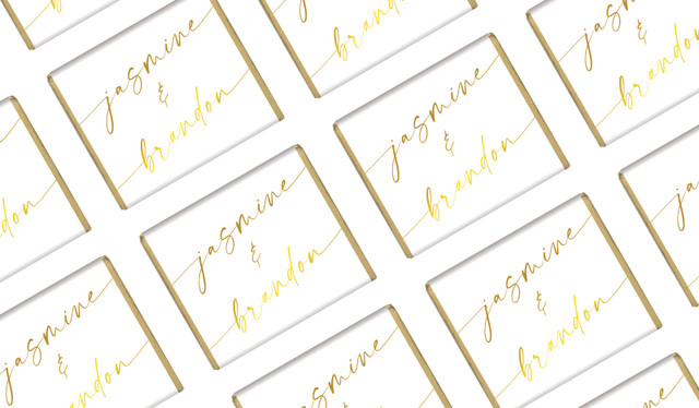 Golden Script On White Wedding Mini Chocolates