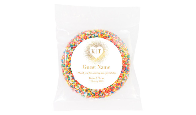 Heart Gold Confetti Personalised Giant Chocolate Freckles