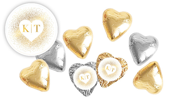 Heart Gold Confetti Wedding Custom Foil Chocolate Hearts