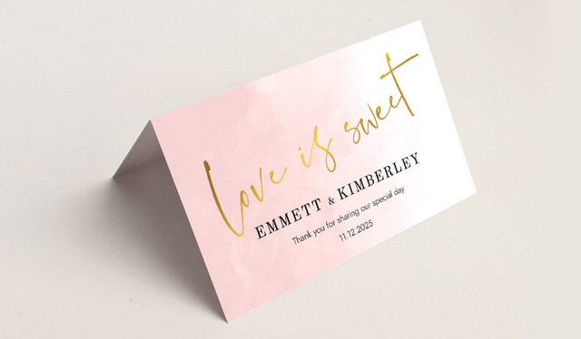 Love Is Sweet Wedding Place Cards With Guest Names Printed