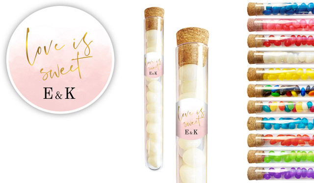 Love Is Sweet Wedding Personalised Test Tubes
