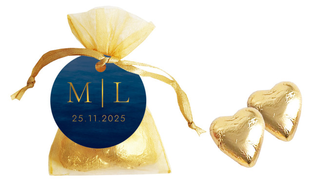 Monogram On Navy Personalised Organza Bag
