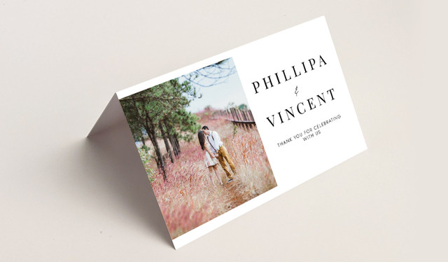 Simple Photo Wedding Place Cards With Guest Names Printed