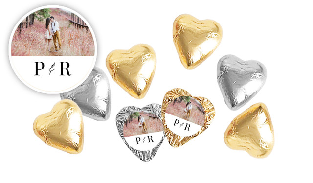 Simple Photo Wedding Custom Foil Chocolate Hearts