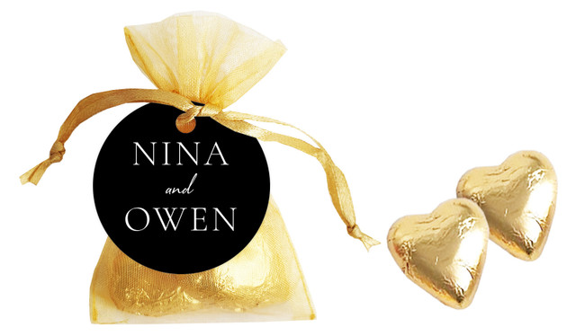 Right Aligned Wedding Personalised Organza Bag