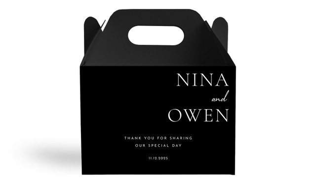 Right Aligned Wedding Personalised Gable Favour Box