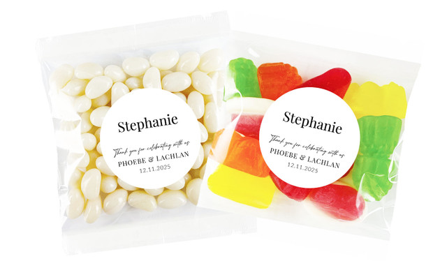Simple Personalised Jelly Bean Bag Favour