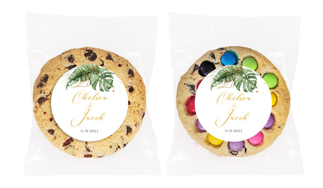Tropical Palm Personalised Wedding Cookie
