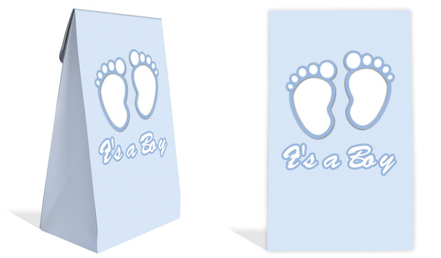 Baby Feet Blue Baby Shower Personalised Gusset Favour Bag