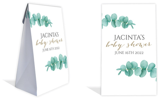 Eucalytpus Leaves Baby Shower Personalised Gusset Favour Bag