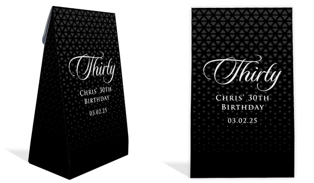 Elegant Black Personalised Gusset Favour Bag