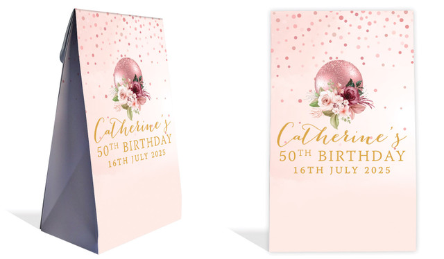 Glitter Balloon Personalised Gusset Favour Bag