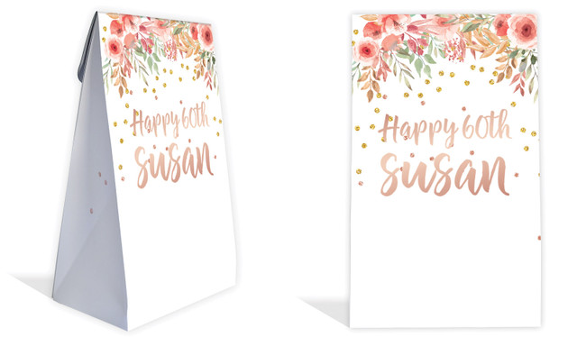 Peach Floral Personalised Gusset Favour Bag