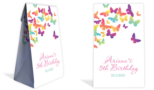 Butterflies Kids Party Personalised Gusset Favour Bag