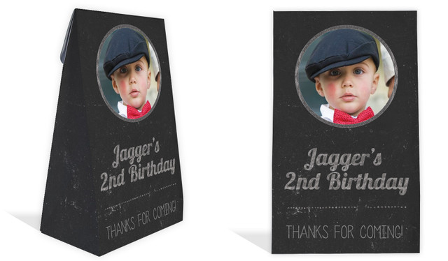 Chalkboard Photo Kids Party Personalised Gusset Favour Bag