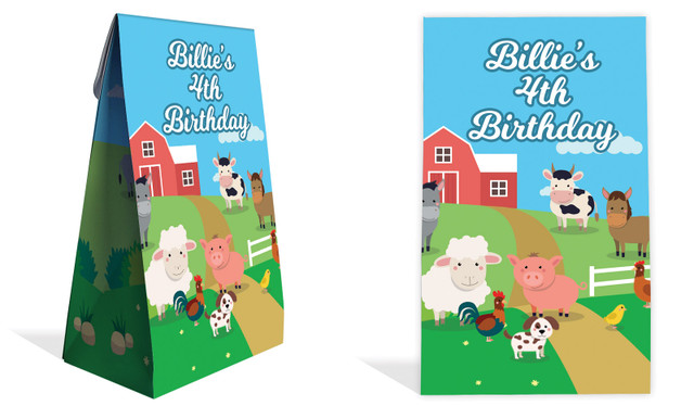 Down The Farm Kids Party Personalised Gusset Favour Bag