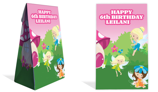 Fairy Garden Kids Party Personalised Gusset Favour Bag