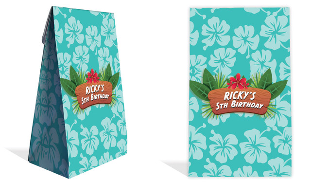 Hawaiian Luau Kids Party Personalised Gusset Favour Bag