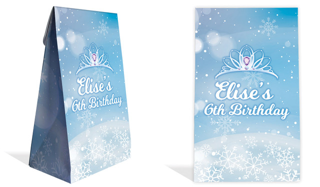 Ice Princess Kids Party Personalised Gusset Favour Bag