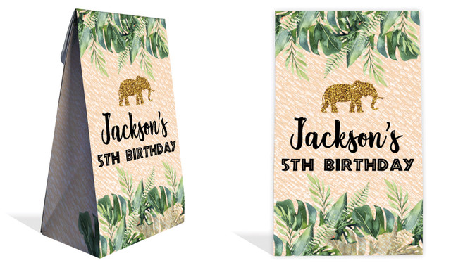 Jungle Gold Kids Party Personalised Gusset Favour Bag