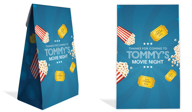 Movie Night Kids Party Personalised Gusset Favour Bag