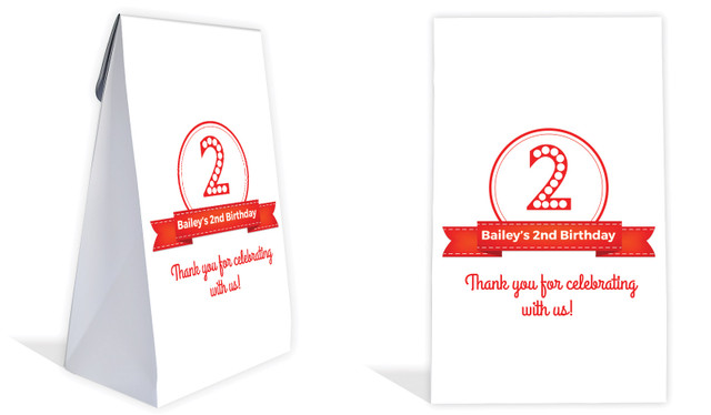 Number In Red Kids Party Personalised Gusset Favour Bag