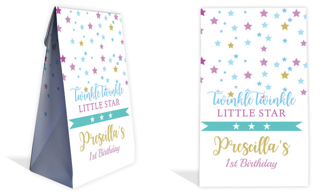 Twinkle Star 1st Birthday Kids Party Personalised Gusset Favour Bag