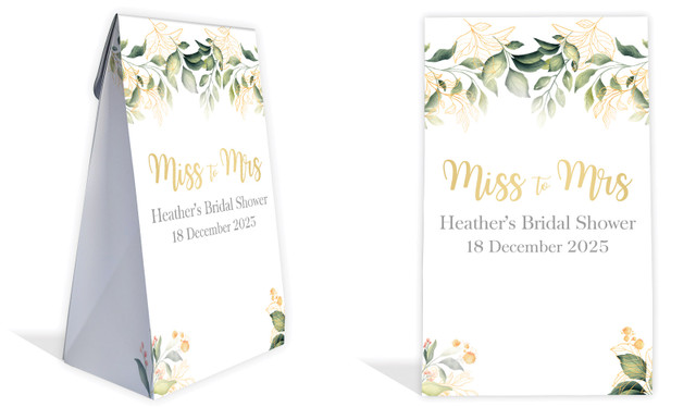 Golden Branches Bridal Shower Personalised Gusset Favour Bag