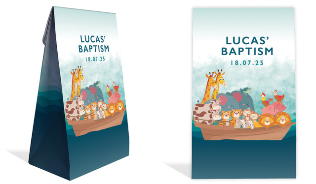 Noahs Ark Christening Personalised Gusset Favour Bag