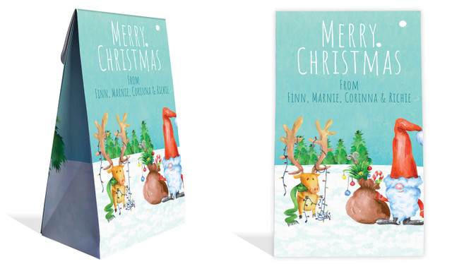 A Watercolour Christmas Christmas Personalised Gusset Favour Bag