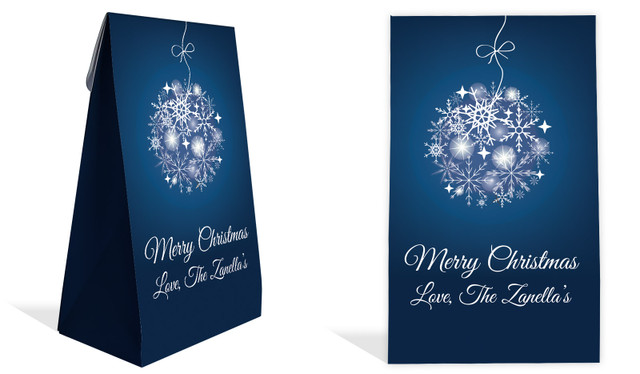 Blue Ornament Christmas Personalised Gusset Favour Bag