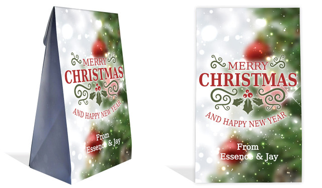 Bokeh Tree Christmas Personalised Gusset Favour Bag