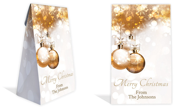 Bronzed Baubles Christmas Personalised Gusset Favour Bag