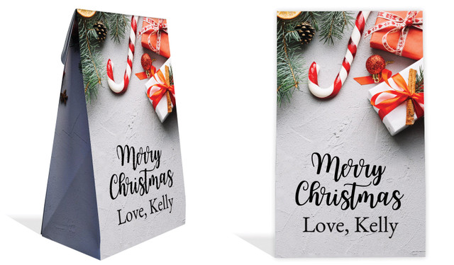 Christmas Background Christmas Personalised Gusset Favour Bag