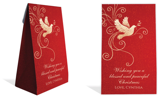 Dove In Gold Christmas Personalised Gusset Favour Bag