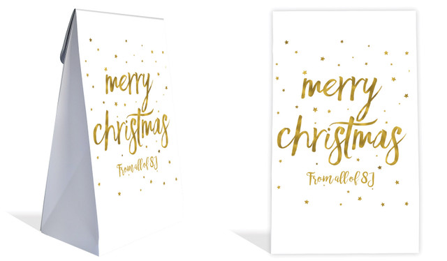 Gold Confetti Stars Christmas Personalised Gusset Favour Bag