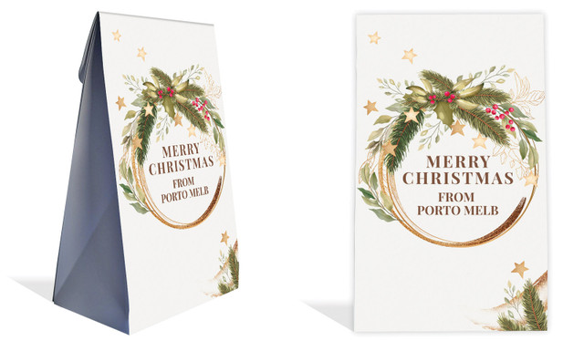 Golden Wreath Christmas Personalised Gusset Favour Bag