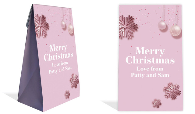Pink Christmas Christmas Personalised Gusset Favour Bag