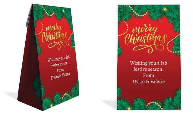 Red Festive Christmas Personalised Gusset Favour Bag