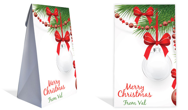 White Baubles Christmas Personalised Gusset Favour Bag