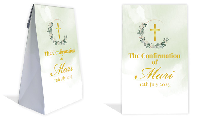 Greenery Hoop Confirmation Personalised Gusset Favour Bag