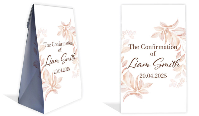 Natural Leaves Confirmation Personalised Gusset Favour Bag