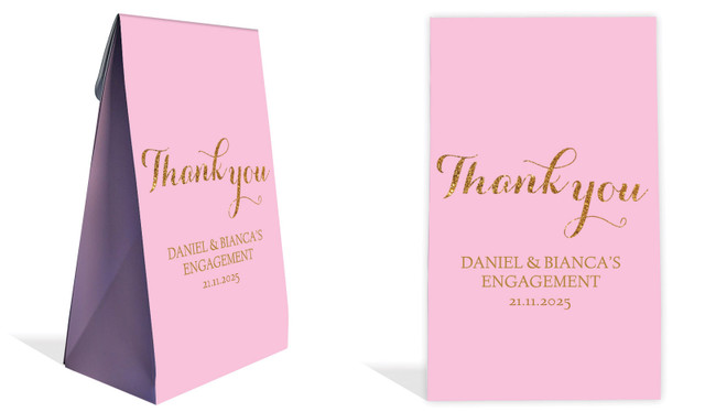 Golden Thank You Engagement Personalised Gusset Favour Bag