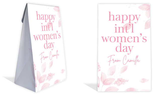 Pink Leaves International Womens Day Personalised Gusset Favour Bag