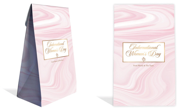 Pink Marble International Womens Day Personalised Gusset Favour Bag