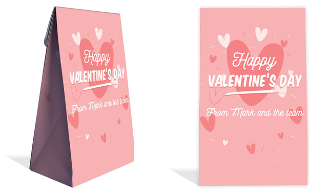 Fun Hearts Valentines Day Personalised Gusset Favour Bag