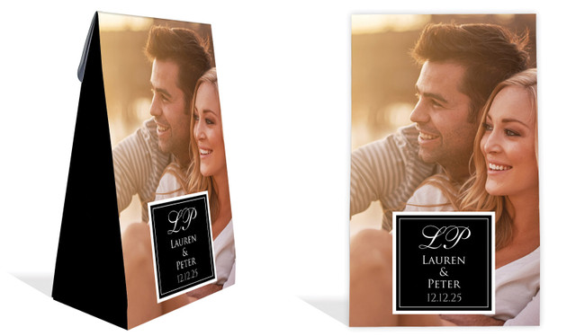 A Photo With Square Wedding Personalised Gusset Favour Bag
