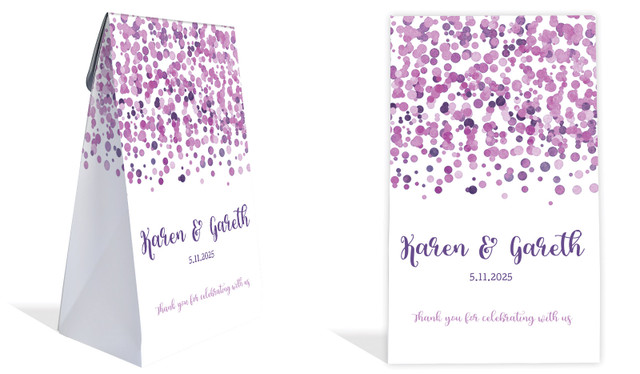 Confetti Purple Wedding Personalised Gusset Favour Bag