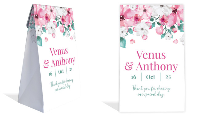 Falling Petals Wedding Personalised Gusset Favour Bag
